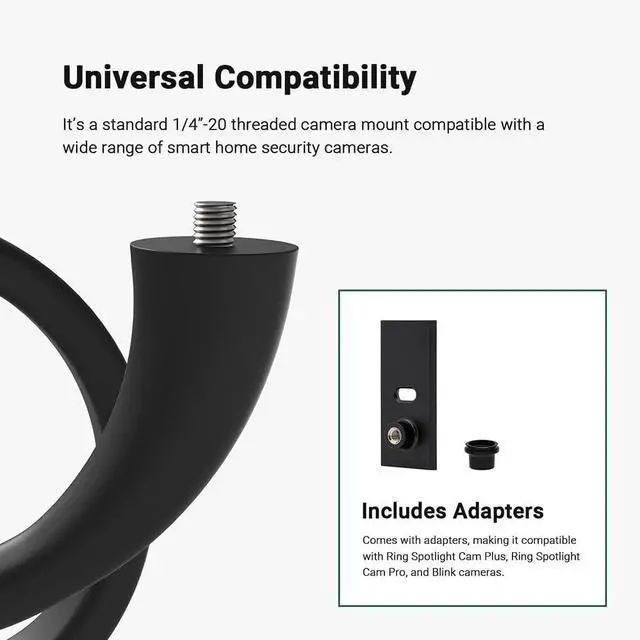 Alt view image 3 of 7 - Holicfun Flexible Twist Mount for Indoor and Outdoor Security Cameras, Unversally Compatible with Ring, Blink, Eufy, Google Nest, Wyze, Arlo, Simplisafe and Other Cameras - Black, 2 Pack