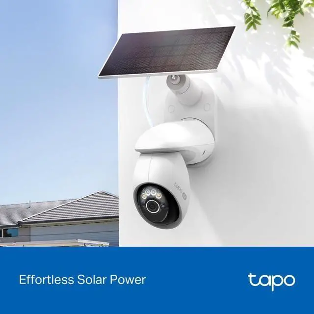 Alt view image 2 of 7 - Tapo 4K Outdoor Camera Wireless, Battery Camera w/Solar Panel, Pan/Tilt, 360° View, 24/7 Capture, Free Person/Vehicle Detection, Night Vision, SD/Cloud, Works w/Alexa and Google Home, VistaCam 360