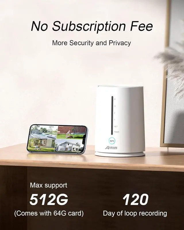 Alt view image 2 of 7 - ANRAN Solar Security Cameras Wireless Outdoor, 4MP FHD Home Security System Battery Powered, 4-Cam Kit with Integrated Solar Panel, Forever Power, Spotlight, Expandable Local Storage, No Monthly Fee