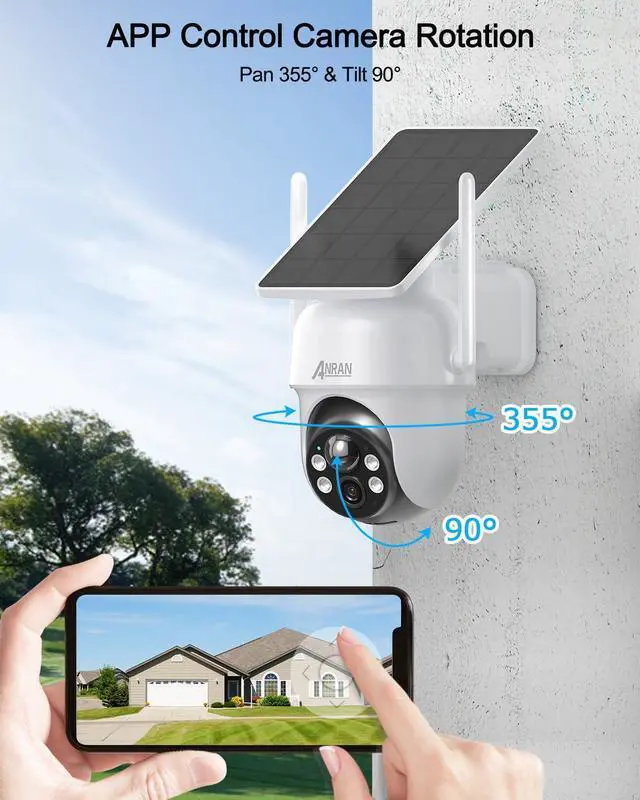 Alt view image 4 of 7 - ANRAN Solar Security Cameras Wireless Outdoor, 4MP FHD Home Security System Battery Powered, 4-Cam Kit with Integrated Solar Panel, Forever Power, Spotlight, Expandable Local Storage, No Monthly Fee