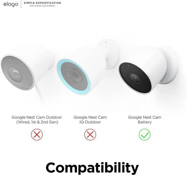 Alt view image 2 of 7 - elago Silicone Cover Compatible with Google Nest Cam Outdoor or Indoor (Battery) - Magnetic Mount Cover Included, All Weather Protection, Easy Installation [Black] (NOT Compatible with wired, 2nd gen)