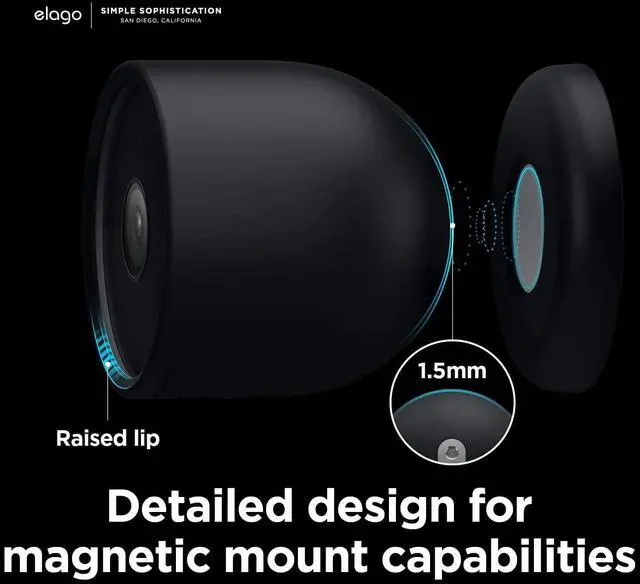 Alt view image 4 of 7 - elago Silicone Cover Compatible with Google Nest Cam Outdoor or Indoor (Battery) - Magnetic Mount Cover Included, All Weather Protection, Easy Installation [Black] (NOT Compatible with wired, 2nd gen)