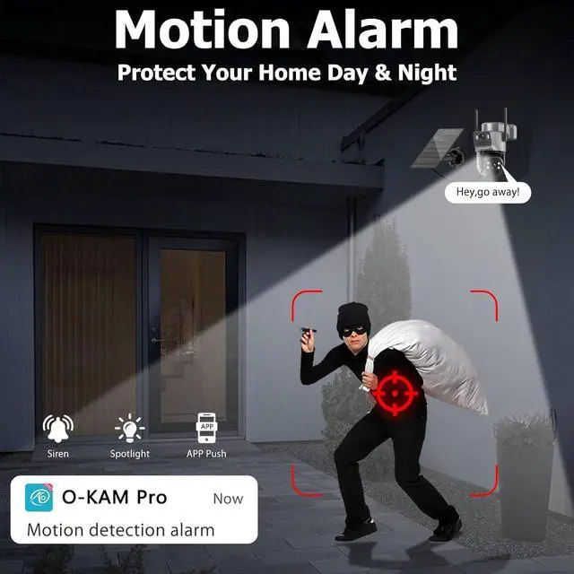 Alt view image 6 of 7 - Kurain Solar Security Cameras Wireless Outdoor, 2.4G/5G WiFi 6, Dual Lens Security Camera with 6MP Color Night Vision/Motion Detection/Human Tracking/Spotlight Siren/2-Way Audio/360°PTZ/Alexa, 2Pcs