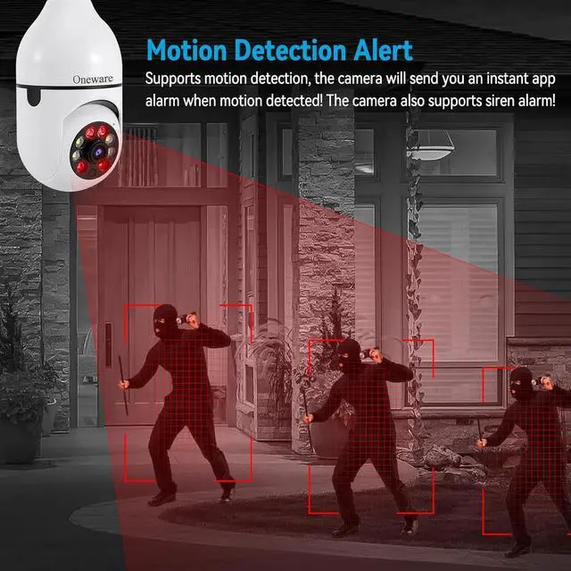 Alt view image 5 of 6 - Light Bulb Security Camera HD Pan Tilt Wireless 360 Degree Floodlight Night Vision 5Ghz with Floodlight Human Motion Detection and Alarm 2pack with 64GB Card