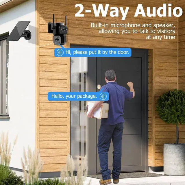 Alt view image 7 of 7 - Uniter Dual Lens Solar Security Cameras Wireless Outdoor,5G/2.4G WiFi 6, Panoramic & Tracking Cam 2-in-1, 6MP Color Night Vision/Motion Detection/Person Tracking/Spotlight Siren/PTZ/2-Way Audio(2Pack)