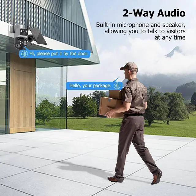 Alt view image 7 of 7 - Kurain Solar Security Cameras Wireless Outdoor, 2.4G/5G WiFi 6, Dual Lens Security Camera with 6MP Color Night Vision/Motion Detection/Human Tracking/Spotlight Siren/2-Way Audio/360°PTZ/Alexa, 2Pcs