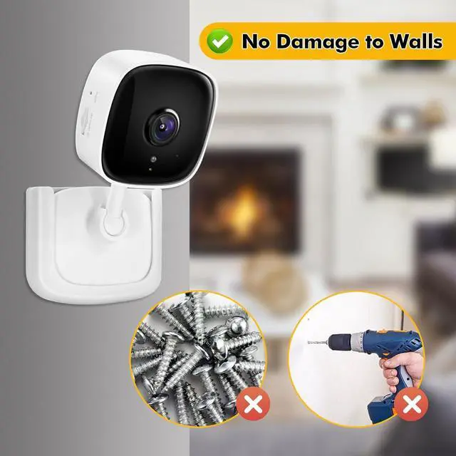 Alt view image 5 of 6 - 4 Pack No Drill Tapo Camera Mount, Strong Adhesive Durable Wall Mount Stand Fits for Tapo Security Camera C100,C110, Easy Installation Window Mount Camera Brackets fits for TP Link Camera,White