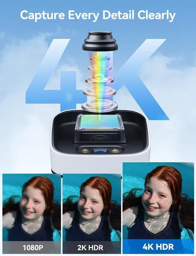 Alt view image 2 of 7 - FOSCAM 4K 8MP IP PoE Security Cameras Wireless Outdoor, V8EP Surveillance Camera for Home Security, 120° FoV, 20x Zoom, AI Detect Human/Vehicle, 66FT Color Night Vision,Siren Alert,2-Way Audio,IP66