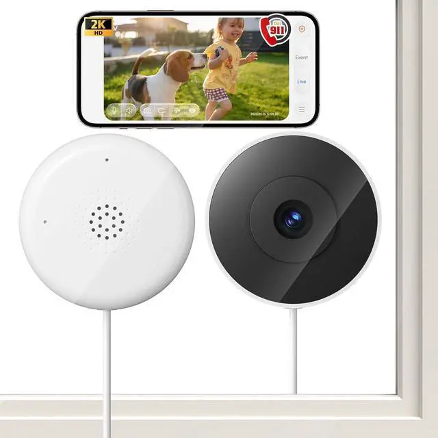 Main image of Window Camera-2K Security Camera for Baby/Pet/Elderly,WiFi Indoor Cameras for Home Security with Blacklight Full Color Night Vision,Human & Motion Detection,2-Way Audio,911 Alert,24/7 Recording (2PCS)