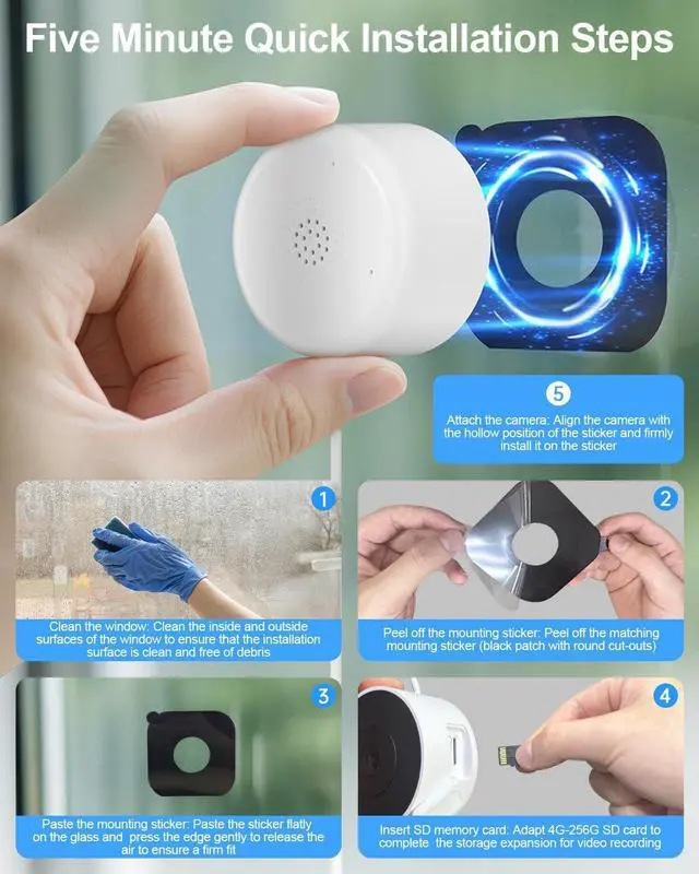 Alt view image 7 of 7 - Window Camera-2K Security Camera for Baby/Pet/Elderly,WiFi Indoor Cameras for Home Security with Blacklight Full Color Night Vision,Human & Motion Detection,2-Way Audio,911 Alert,24/7 Recording (2PCS)