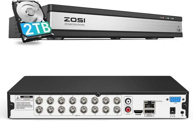 Main image of ZOSI 16 Channel H.265+ Home Security DVR Recorder, 1080P Lite Hybrid 4-in-1(Analog/AHD/TVI/CVI) CCTV DVR for Security Camera, Motion Detection, Mobile Remote Control, Alert Push (2TB HDD Included)