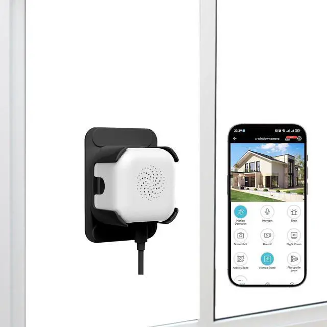 Alt view image 2 of 7 - EVERSECU 2K Window Camera with Adhesive Mount, Starlight Color Night Vision, Motion Detection, 2-Way Audio, 2.4G/5G WiFi, Work with Alexa, Perfect for Front Door, Porch, Backyard Monitoring(4pack)