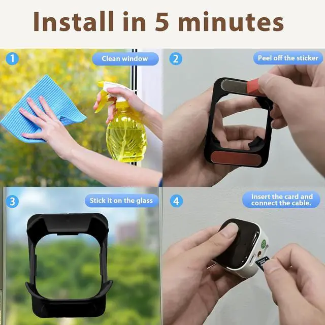 Alt view image 3 of 7 - EVERSECU 2K Window Camera with Adhesive Mount, Starlight Color Night Vision, Motion Detection, 2-Way Audio, 2.4G/5G WiFi, Work with Alexa, Perfect for Front Door, Porch, Backyard Monitoring(4pack)