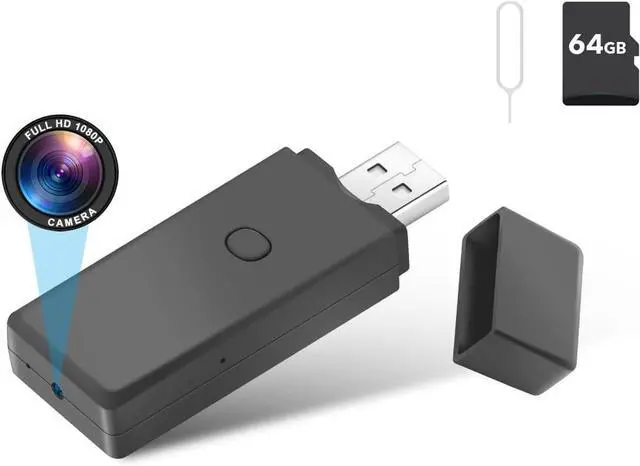 Main image of 64GB USB Flash Drive Camera,1080P Video Resolution Security, Rechargeable Portable mini Body cam,Surveillance Camera