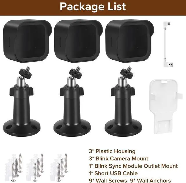Alt view image 7 of 7 - 3Pack Mount for Blink Outdoor Camera, Weatherproof Protective Housing and 360°Adjustable Bracket for All-New Blink Outdoor 4 (4th Gen) & (3rd Gen), Cutout for Charging Cable, No Battery Replacement