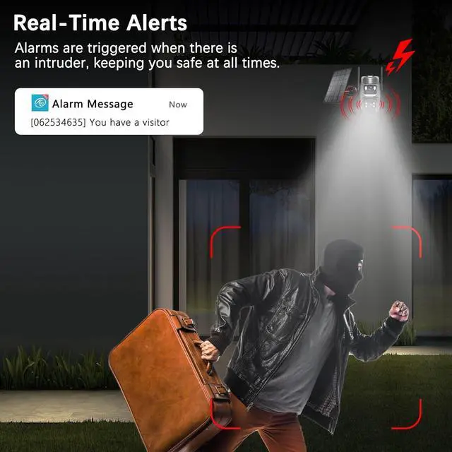 Alt view image 7 of 7 - 4K Solar Security Cameras Wireless Outdoor, 5G/2.4G WiFi 6, Dual Lens 2-in-1 Home Security Camera, Color Night Vision/2-Way Audio/PIR Motion Alarm/360° PTZ/Auto Human Tracking/Waterproof