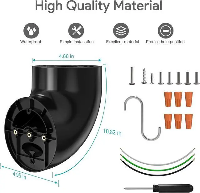 Alt view image 3 of 7 - Eave Mount for Ring Floodlight Cam Wired Plus/Pro, Blink Wired Floodlight Camera, Ring Smart Lighting Floodlight Wired, Wyze Floodlight Camera v2/Pro, and Roku Floodlight Camera - Black