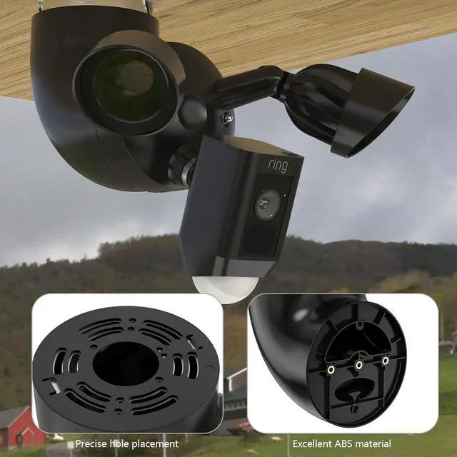 Alt view image 5 of 7 - Eave Mount for Ring Floodlight Cam Wired Plus/Pro, Blink Wired Floodlight Camera, Ring Smart Lighting Floodlight Wired, Wyze Floodlight Camera v2/Pro, and Roku Floodlight Camera - Black