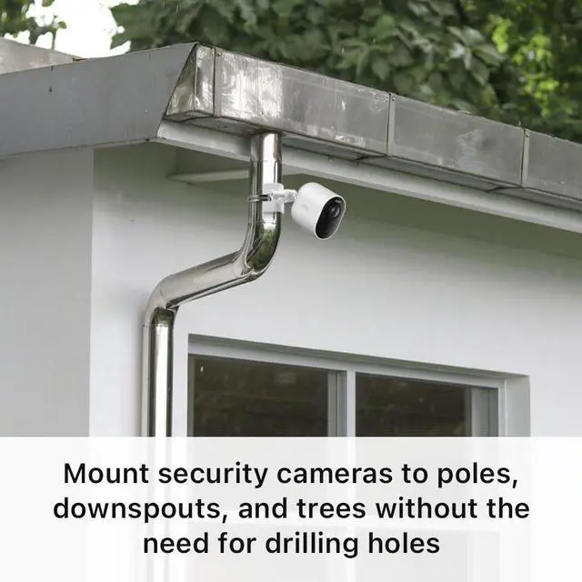 Alt view image 2 of 7 - Holicfun No-Drill Outdoor Security Camera Pole Mount, Universally Compatible with Ring, Blink, Eufy, Wyze, Arlo, Google Nest, Simplisafe Cameras, and More - White
