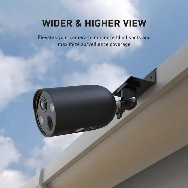 Alt view image 2 of 7 - Holicfun Gutter Mount for Ring, Blink, Eufy, and Arlo Outdoor Security Cameras, No-Drill Installation, 360° Adjustable, Weather-Resistant, White