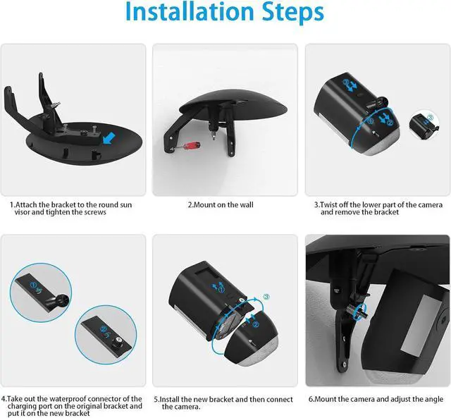Alt view image 5 of 7 - HOLACA Universal Sun Rain Shade Camera Cover for All Outdoor Security Camera with 1/4 Screw, Shield Compatible with Ring, Blink, Google Nest, Eufy, Arlo, WYZE, SimpliSafe