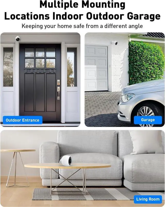 Alt view image 6 of 7 - Security Cameras Wireless Outdoor,2K Battery Wireless WiFi Cameras for Home Security,AI Motion Detection,Local SD/Cloud Storage,Smart Home Cam (White 1 Pack)