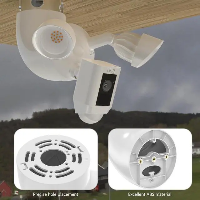 Alt view image 2 of 7 - Eave Mount for Ring Floodlight Cam Wired Pro/Plus, Wired Ring Smart Lighting/Blink/Wyze Floodlight Camera V2/ Pro and Roku Floodlight Camera-White