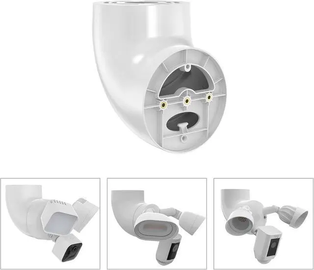 Alt view image 3 of 7 - Eave Mount for Ring Floodlight Cam Wired Pro/Plus, Wired Ring Smart Lighting/Blink/Wyze Floodlight Camera V2/ Pro and Roku Floodlight Camera-White