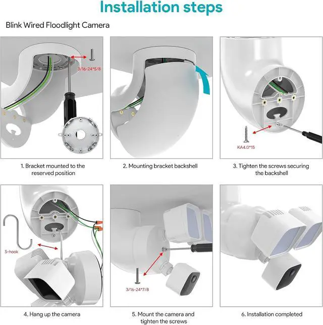 Alt view image 4 of 7 - Eave Mount for Ring Floodlight Cam Wired Pro/Plus, Wired Ring Smart Lighting/Blink/Wyze Floodlight Camera V2/ Pro and Roku Floodlight Camera-White