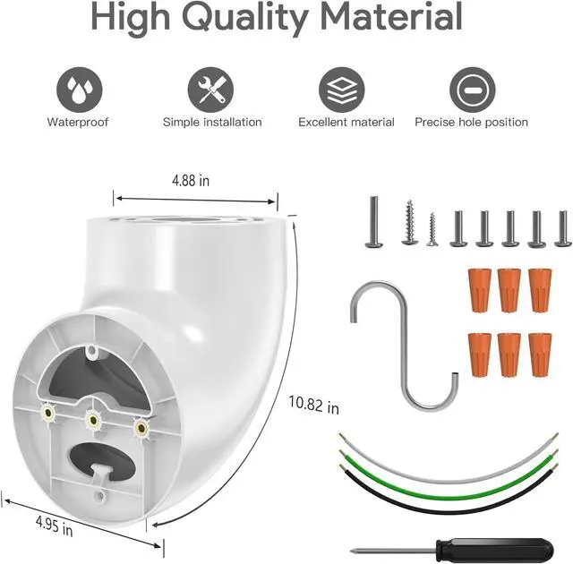Alt view image 6 of 7 - Eave Mount for Ring Floodlight Cam Wired Pro/Plus, Wired Ring Smart Lighting/Blink/Wyze Floodlight Camera V2/ Pro and Roku Floodlight Camera-White