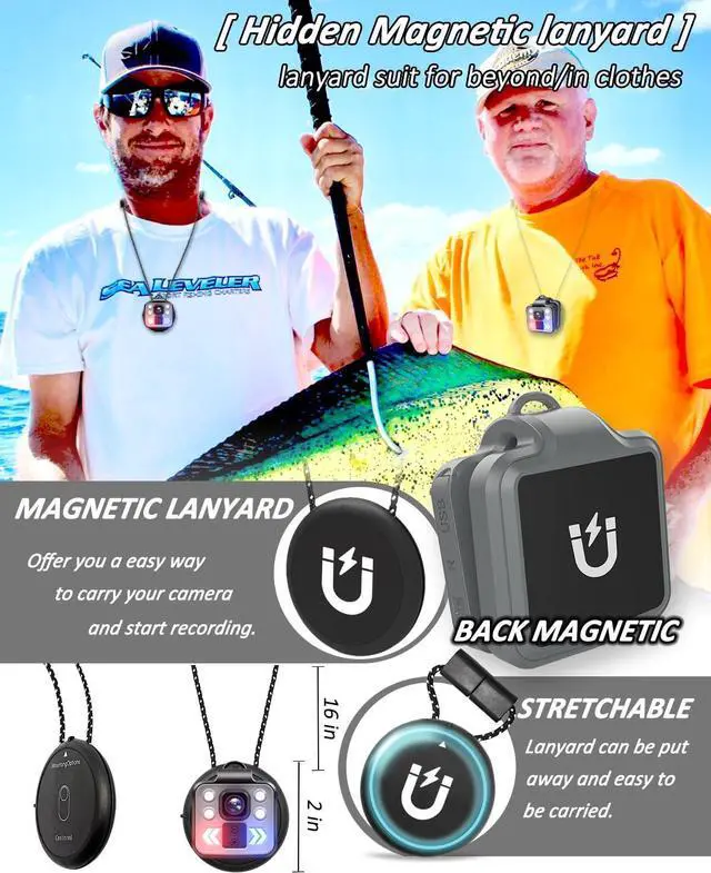 Alt view image 5 of 6 - Body Camera with Audio & Video Recording - 1080P Mini Small Portable Sport 64G Cam Recorder - Flashlight Headlamp Waterproof Cam- for Child Pet Home Outdoor Fishing Camping (With Magnetic Lanyard)