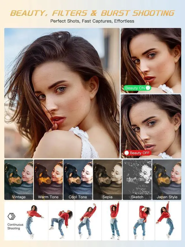 Alt view image 5 of 7 - NBD 64MP Digital Cameras for Photography,4K Point and Shoot Camera,16X Zoom Compact Travel Cameras, Auto Focus Camera for Beginners Teens Kids and Lover Gift,Includes 32GB SD Card (Black)