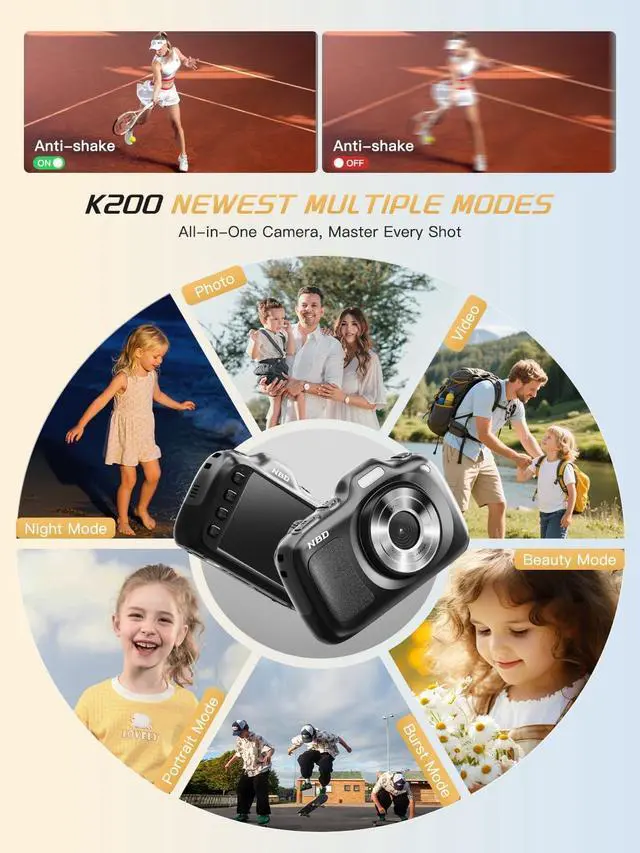 Alt view image 6 of 7 - NBD 64MP Digital Cameras for Photography,4K Point and Shoot Camera,16X Zoom Compact Travel Cameras, Auto Focus Camera for Beginners Teens Kids and Lover Gift,Includes 32GB SD Card (Black)