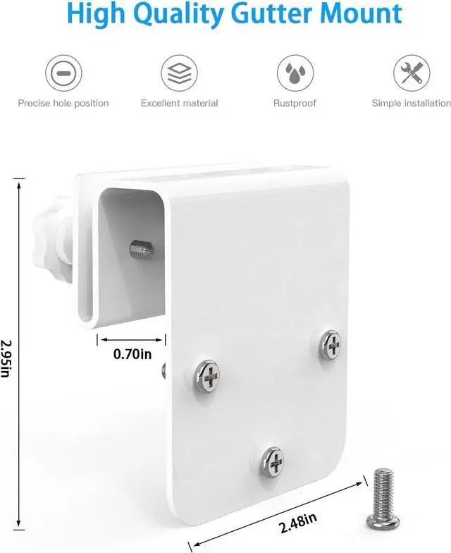 Alt view image 4 of 7 - Gutter Mount Bracket Compatible with Eufy Security SoloCam S340/SoloCam E30/E42,Solar Security Camera(1pack-White)