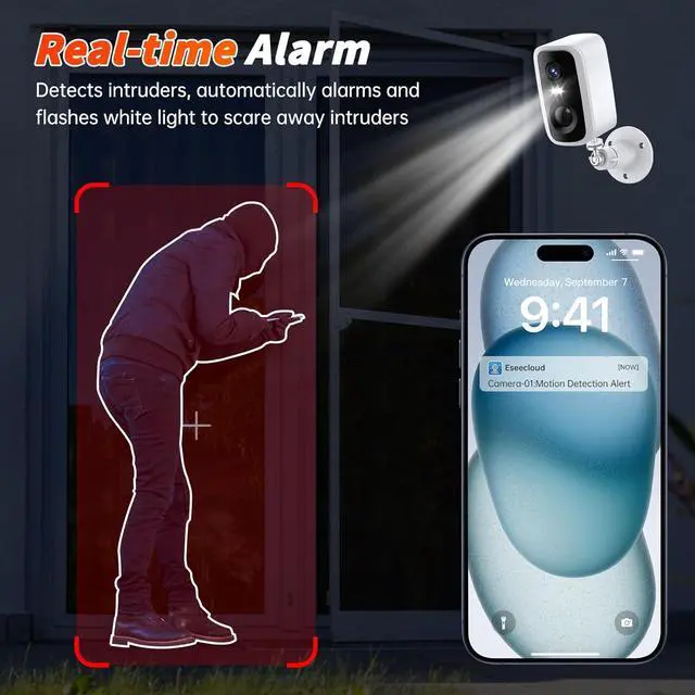 Alt view image 7 of 7 - Security Cameras Wireless Outdoor - HD 2K Battery Powered Cameras for Home Security Outside, WiFi Surveillance Indoor AI Motion Detection Spotlight Night Vision,2-Way TalkColor,Waterproof 2Pcs