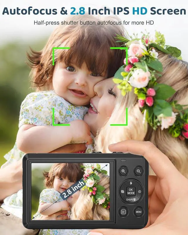Alt view image 3 of 7 - 5K Digital Camera - 72MP UHD Digital Cameras for Photography - Autofocus Point and Shoot Small Camera with Flash for Kids - 2.8 Inch Screen Compact Portable Vlogging Camara with 16X Zoom, 32GB SD Card