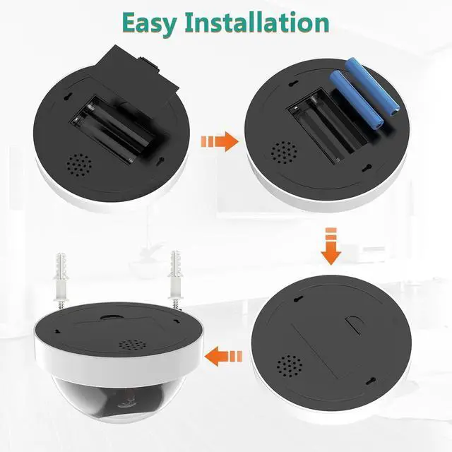 Alt view image 4 of 7 - WALI Dummy Fake Security CCTV Dome Camera with Flashing Red LED Light with Security Alert Sticker Decals (SDW-6), 6 Packs, White