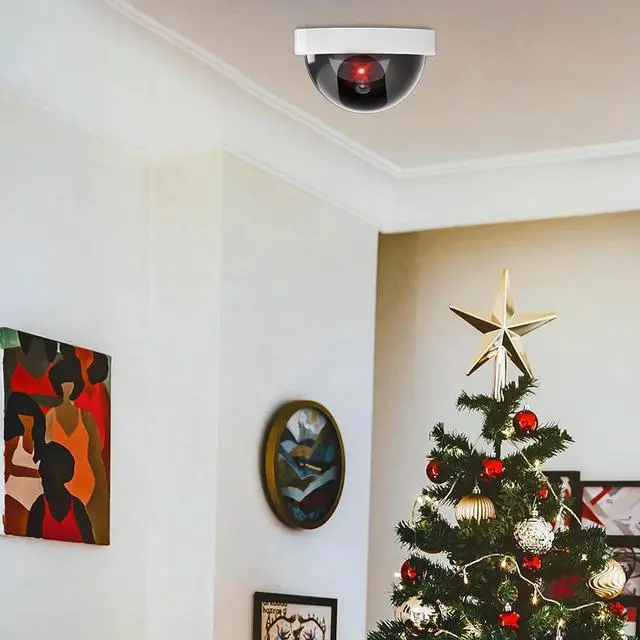Alt view image 5 of 7 - WALI Dummy Fake Security CCTV Dome Camera with Flashing Red LED Light with Security Alert Sticker Decals (SDW-6), 6 Packs, White