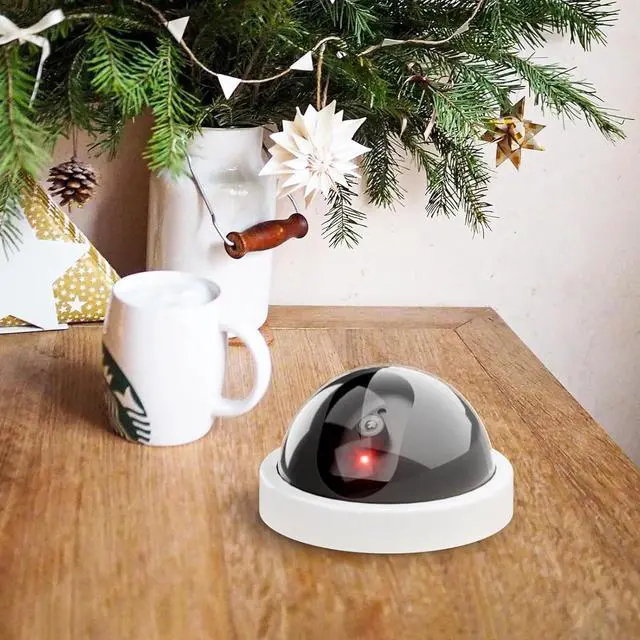 Alt view image 6 of 7 - WALI Dummy Fake Security CCTV Dome Camera with Flashing Red LED Light with Security Alert Sticker Decals (SDW-6), 6 Packs, White