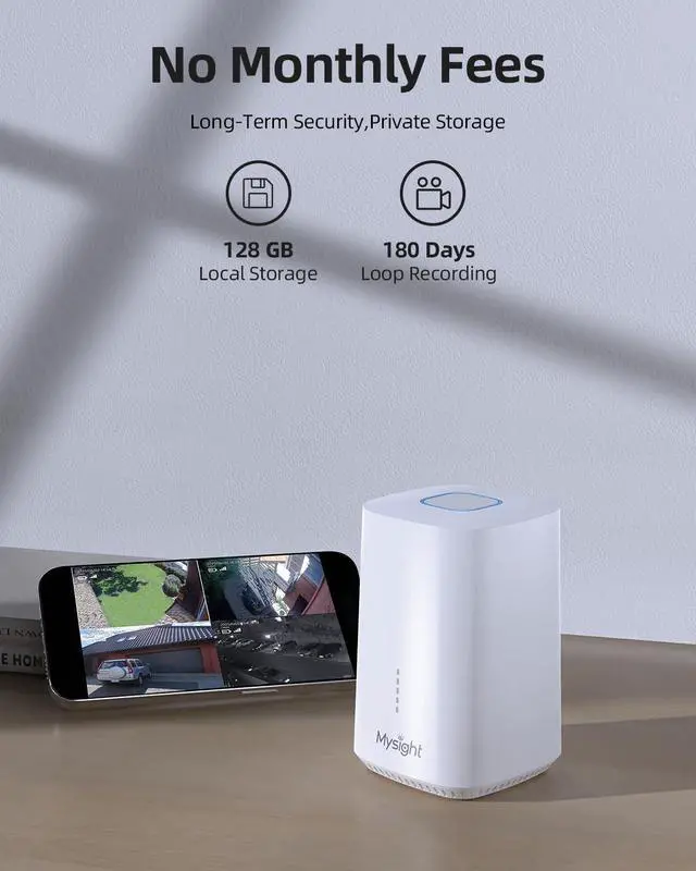 Alt view image 2 of 7 - Security Cameras Outdoor Wireless, No Subscription, 4 Cam-Kit, 128G Local Storage HomeBase, 2K Solar Security Camera Wireless System with 360° Pan & Tilt, Color Night Vision, Motion Detection