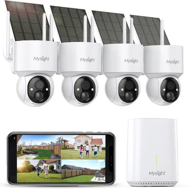 Main image of Security Cameras Outdoor Wireless, No Subscription, 4 Cam-Kit, 128G Local Storage HomeBase, 2K Solar Security Camera Wireless System with 360° Pan & Tilt, Color Night Vision, Motion Detection