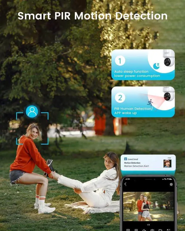 Alt view image 5 of 7 - Security Cameras Outdoor Wireless, No Subscription, 4 Cam-Kit, 128G Local Storage HomeBase, 2K Solar Security Camera Wireless System with 360° Pan & Tilt, Color Night Vision, Motion Detection