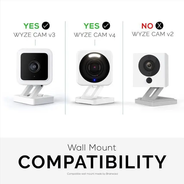 Alt view image 2 of 7 - BRAINWAVZ 3 Pack Wall Mount for Wyze Cam V3 & V4, Adhesive VHB Stick On - Easy to Install, No Tools Needed, No Mess, No Drilling, Strong Adhesive Mount, White