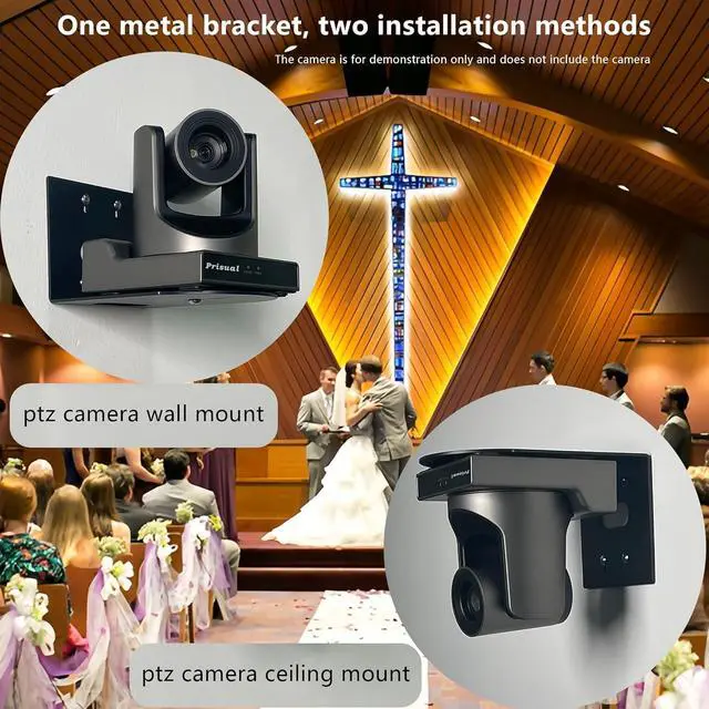 Alt view image 4 of 5 - PTZ Camera Wall Mount Bracket - Heavy-Duty Solid Metal Universal Mount for All PTZ Cameras, Includes Mounting Screws, Adjustable Compact Space-Saving Design (Black)