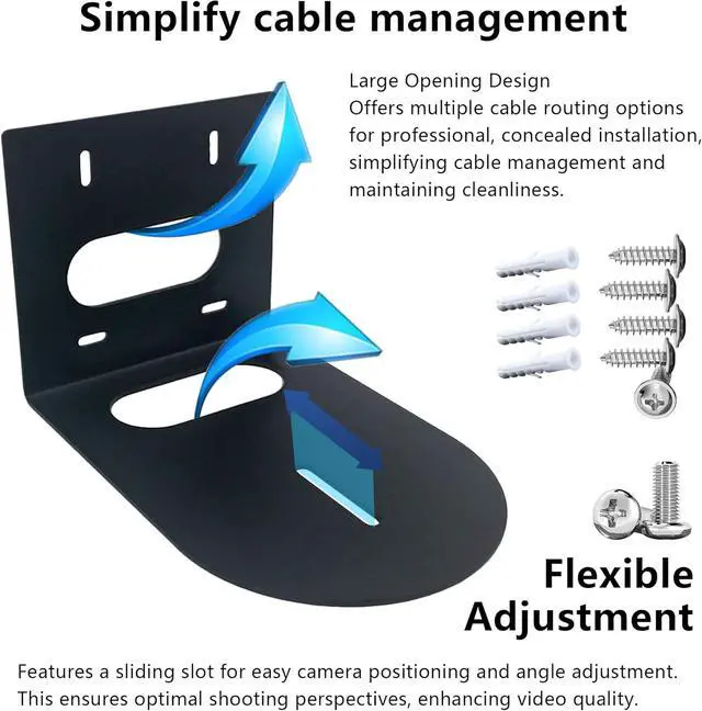 Alt view image 5 of 5 - PTZ Camera Wall Mount Bracket - Heavy-Duty Solid Metal Universal Mount for All PTZ Cameras, Includes Mounting Screws, Adjustable Compact Space-Saving Design (Black)