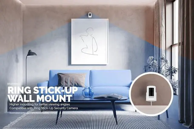 Alt view image 7 of 7 - Adhesive Wall Mount for Stick Up Cam (2 Pack) Security Camera (Battery, Wired & Solar Versions) No Hassle Bracket Holder, No Screws, No Mess Install (White) by Brainwavz