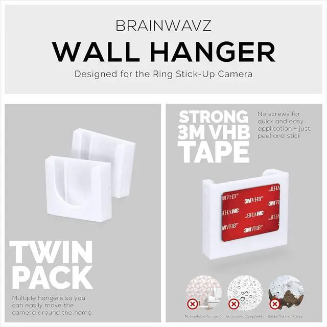 Alt view image 3 of 7 - Adhesive Wall Mount for Stick Up Cam (2 Pack) Security Camera (Battery, Wired & Solar Versions) No Hassle Bracket Holder, No Screws, No Mess Install (White) by Brainwavz