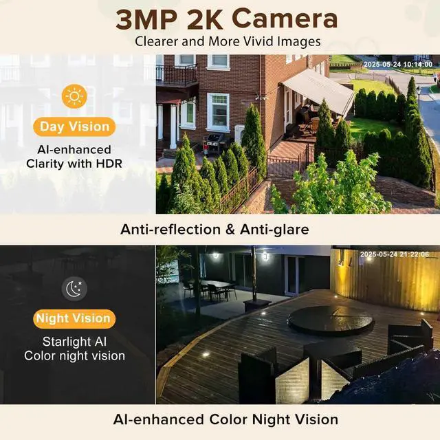 Alt view image 3 of 5 - 3MP 2K Window Security Camera,2.4G&5G WiFi Indoor Camera for Home with Color Night Vision,24/7 Recording,Motion Detection,Support SD Card and US Cloud Storage.(1PCS)