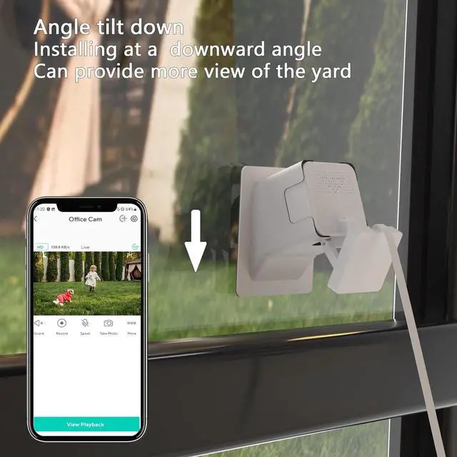 Alt view image 5 of 7 - Angled Window Mount for Wyze Cam V4 and V3 Tilt Angle Glass Mount Through Windows Glass Surfaces Use Cam v4 Turn Wyze Camera into a Window Camera for Outdoor Monitoring