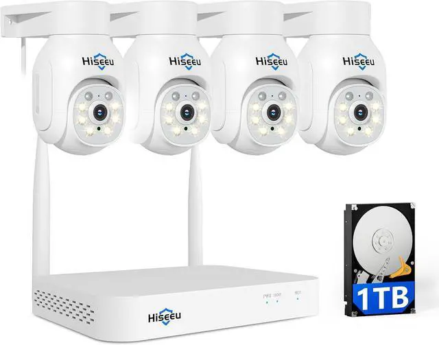 Main image of Hiseeu 5MP Wireless PTZ Security Camera System, Indoor Outdoor IP66 Waterproof WiFi Camera, 4K 10CH NVR, 2-Way Audio, Motion Detection Alarm, 24/7 Surveillance, 1TB Hard Drive (Plug-in Power Supply)